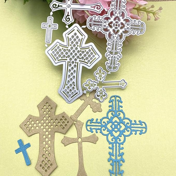 YKW Easter Cross Metal Cutting Dies Set for DIY Card Making, Scrapbooking, and Religious Craft Projects, Crucifixion Embossing Etching and Stamping Tools for Holiday and Religious Decorations