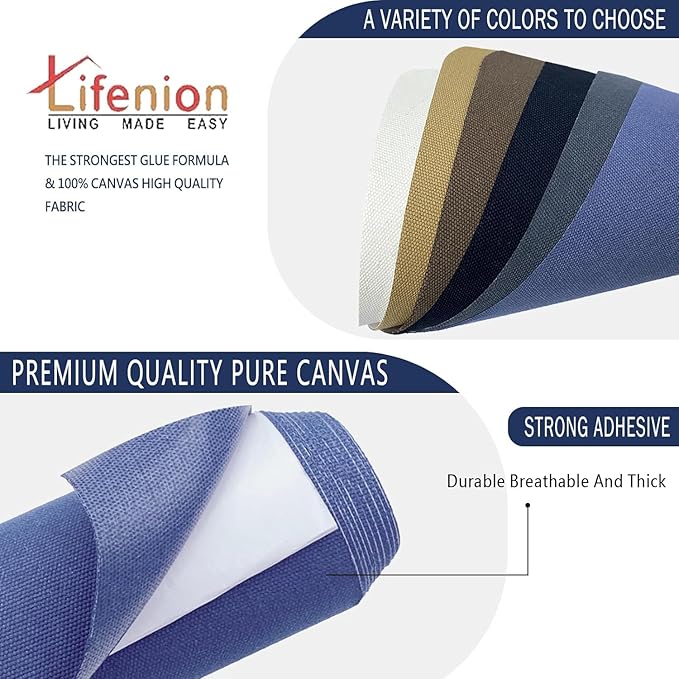 Canvas Repair Patch, 17X158 Inch Strong Sticky Fabric Repair Tape, Self-Adhesive Fabric Patch for Sofas, Tote Bags, Clothing, Car Seats, Furniture (Dark Blue, 17X158 Inch)