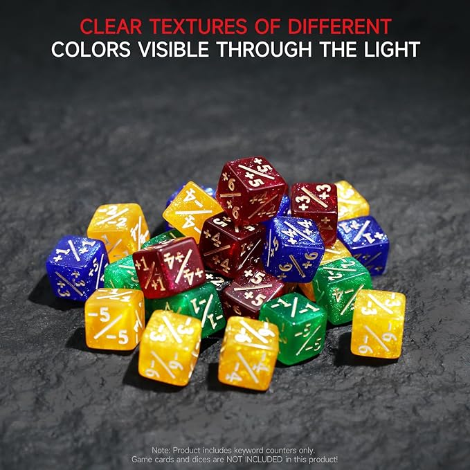 SIXPOINTS 108PCS 12mm MTG Counter Dice +1/+1 Tokens 6 Sided Dice & Keyword Counters Tokens Set for Magic The Gathering, MTG, TCG, Card Games Accessories