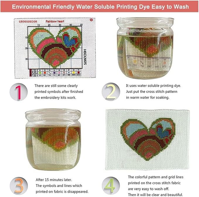 Leczany Cross Stitch Stamped Kit for Adults or Kids - Little Tiger and Butterfly | DIY Embroidery Starter Patterns Craft Kit Needlepoint for Beginner | 11CT, 3 Strands | 14.2x15.8 inches