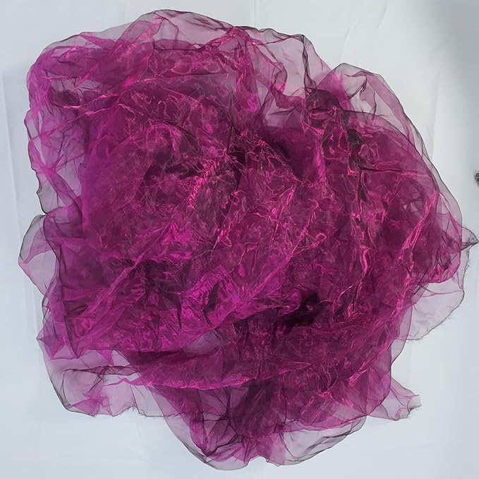 Two-Tone Iridescent Holographic Organza Fabric - 5.5 Yards | Lightweight Sheer Gauze Voile Tulle | for Dresses, Party Decor, DIY Crafts, Shiny Backdrops(Fuchsia Black)