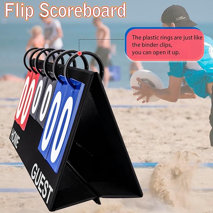Flip Scoreboard Tabletop Score Flipper, Football Portable Scoreboard, Flip Score Keeper, Outdoor Score Flip Cards for Basketball Volleyball Tennis Sports - 6 Digits Scoreboard