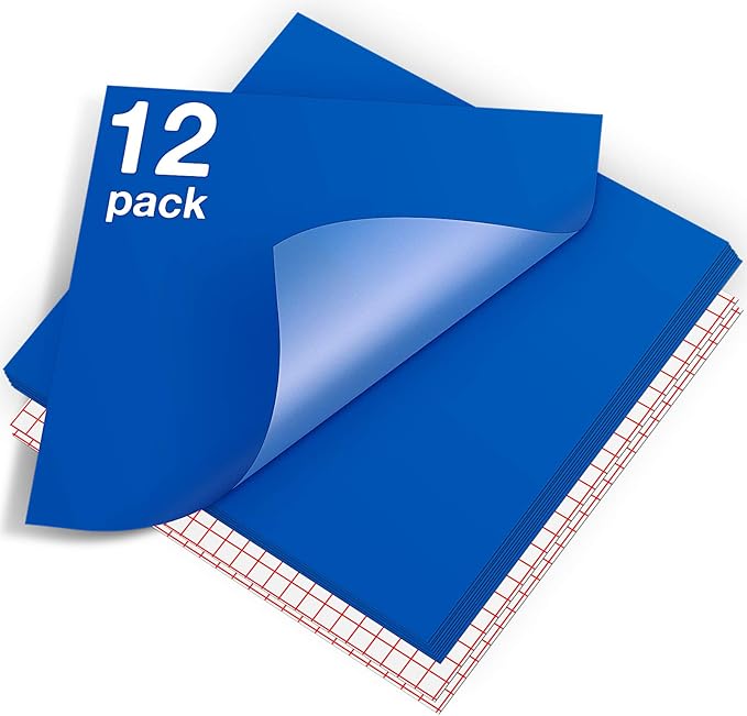 HTVRONT Blue Permanent Vinyl - 12 Pack for Cutting Machine - 10 Sheets 12" x 12"& 2 Transfer Tape Sheets for Party Decoration, Sticker, Craft Cutter, Car Decal (Glossy)