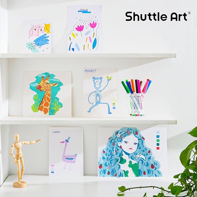 Shuttle Art 240 Pack Washable Super Tips Markers, 12 Assorted Colors Conical Tip Large Markers Bulk with a Box, Bonus Caps, Home Classroom School Supplies for Toddlers Kids Adults Students Teachers