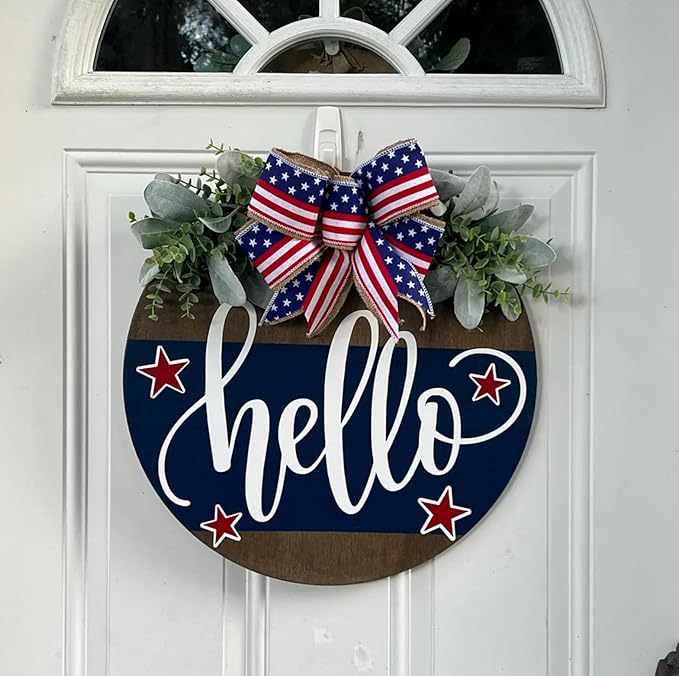 Patriotic Welcome Stencils 4th of July Stencil Independence Day Stencils for Painting on Wood Door Hanger Porch Sign Decor