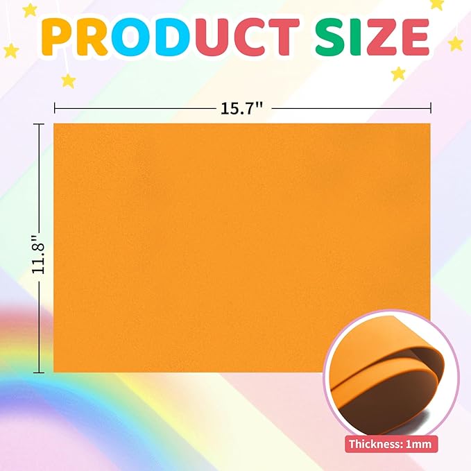 20 PCS EVA Foam Sheets DIY Handcraft Materials 1mm Thick 15.7 x 11.8 Inches Orange EVA Foam Papers for Arts and Crafts