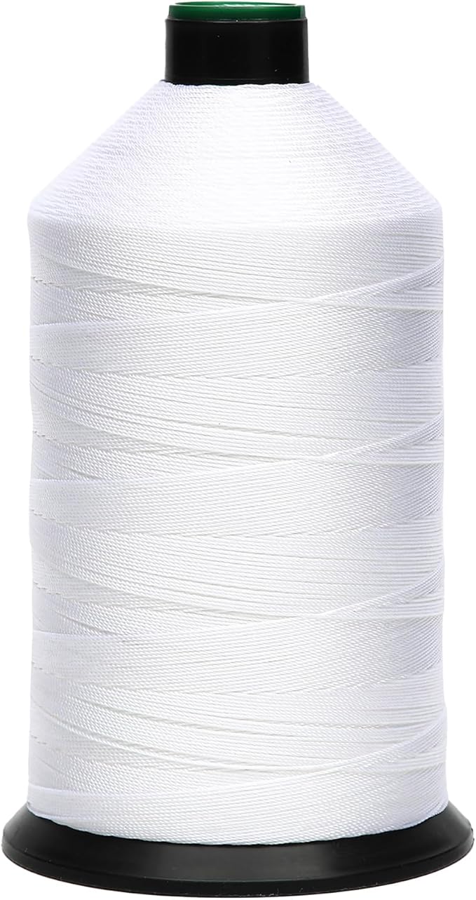 Extra Strong Bonded Nylon Thread #277 Tex270 – 16 OZ, 1500yds, Versatile Stitching Solution for Leather, Upholstery, Canvas Repair and More (White)