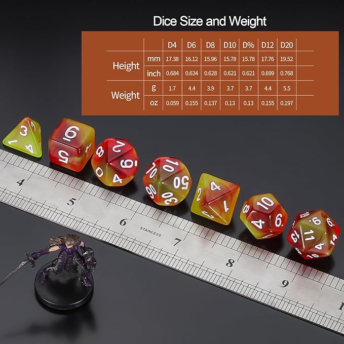 QMay DND Dice Set 15 X 7 Polyhedral Dice (105pcs) with 1 Large Flannel Bag, D&D Dice (D4 D6 D8 D10 D% D12 D20) for Dungeons and Dragons RPG MTG Table Games
