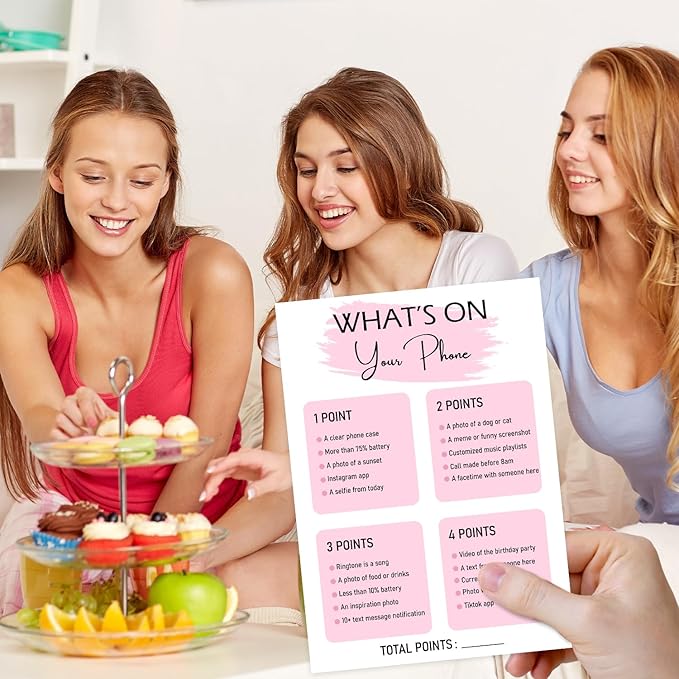 Birthday Party Game - What's On Your Phone,Birthday Party Activity Favor, Set of 20 Games Cards, Birthday Supplies, Activity, Decorations -B02