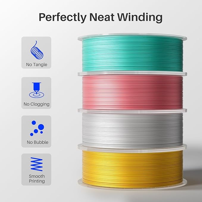 ELEGOO Silk PLA Filament 1.75mm Coral Pink 1KG, Shiny 3D Printer Filament Dimensional Accuracy +/- 0.02mm, 1kg Spool(2.2lbs) Fits for Most FDM 3D Printers