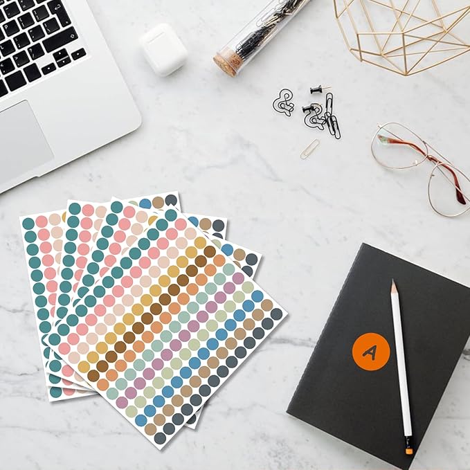 REGELETO Boho 4200 PCS 0.75 Inch 12 Colors Round Colored Dot Stickers for Toddlers Teaching Papers, Color Coding Labels, Circle Dots Stickers for Office and Student Classroom (25 Sheets)
