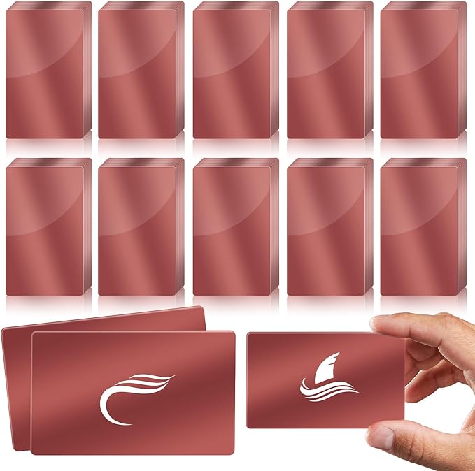 weparmeety 100 Pcs Metal Engraving Blanks Aluminum Sheet Laser Engraving Business Card Multipurpose DIY Gift Cards 86 x 54 x 0.21 mm (Rose Gold)