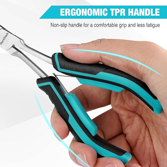 DURATECH 7" Long Reach Needle Nose Pliers, Extra Long Nose Pliers with Smooth Jaws, Small Needle Nose Pliers for Jewelry Making, Wire Bending and Small Object Gripping on Narrow Space