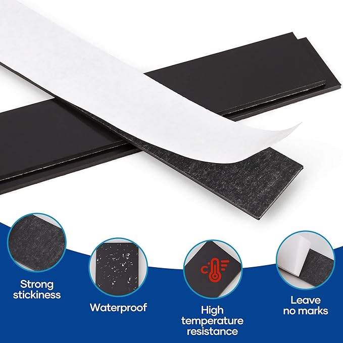 Rammos Magnetic Strips with Adhesive Backing 3 Pack(Each 12 inches x 1 inch) Extra Strong and Heavy Duty Adhesive Magnetic Strips for Tools, Knifes, and Crafts