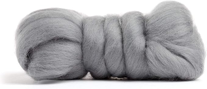 Desert Breeze Distributing 100% Natural Merino Wool Roving - Premium Combed Top Merino Roving Wool - Tapestry, Spinning, Wet Felting & Needle Felting Supplies - 21.5 Micron - 1 oz, Color Silver