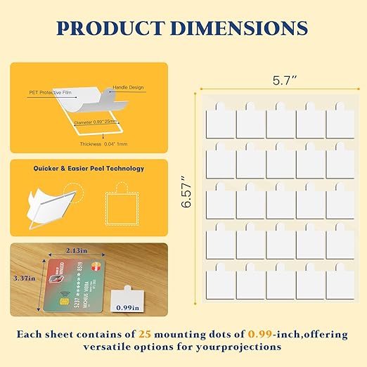 0.99'' Double Sided Sticky Tack, 75pcs Removable Mounting Putty, No Trace Adhesive Putty, TackPutty for Wall Hanging, Crafts, Posters, Picture Classroom Decoration Museum