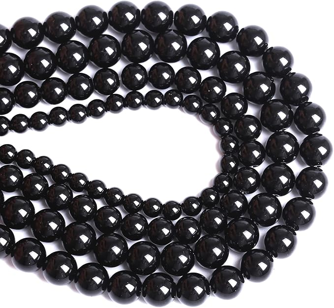 8mm 100pcs Natural Black Agates Onyx Stone Beads Smooth Round Loose Spacer Beads for Jewelry Making DIY Bracelets 32" 2 Strands