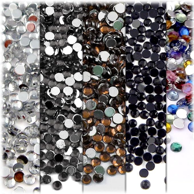 The Crafts Outlet 5-PK Set (7,200-Piece), Round 3mm Rhinestones, Flatback, Yellow Tones