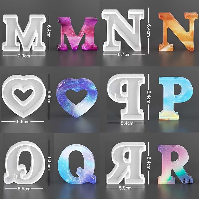Letter Mold 2.5 inch 26 Pack Letter Mold Letter Resin Mold Alphabet Candle Mold Silicone Mold for Resin Cake Mold Clay Resin Making Molds Candle Making Molds Craft Supplies