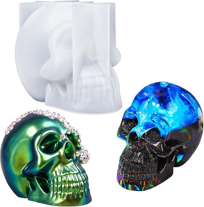 LET'S RESIN Silicone 3D Large Skull Shape Molds, Skeleton Skull Epoxy Resin Mold for Candle Making, Home Decor, Outdoor, Resin Casting Art Crafts