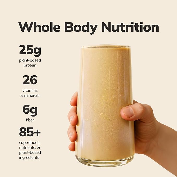 Ka’Chava Whole Body Meal Shake Chai 2 lb – Vegan Protein Powder with 85+ Superfoods & Greens – Plant-Based Meal Replacement with Probiotics & Digestive Enzymes – Gluten & Dairy Free (15 Servings)