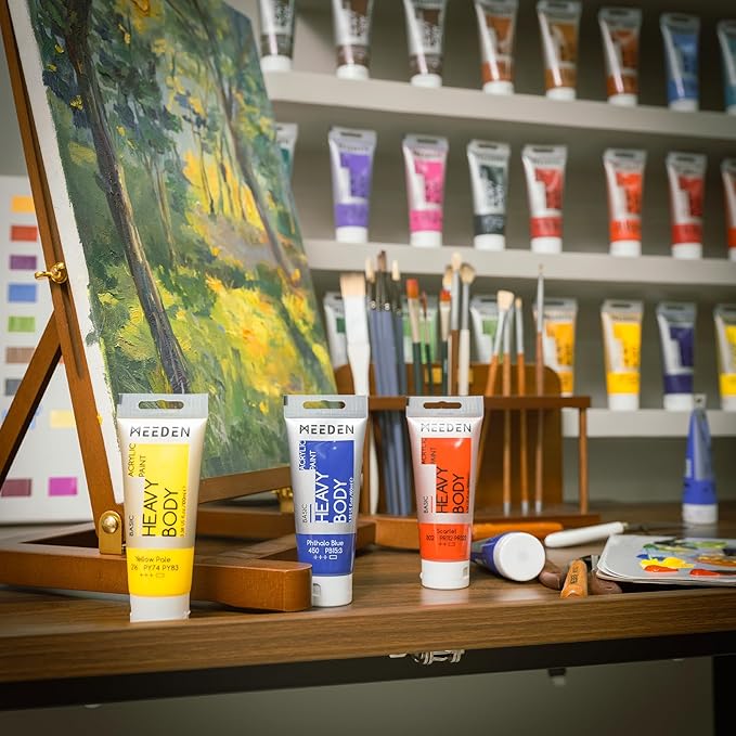 MEEDEN Acrylic Paint Crimson: 100ml/3.38oz Heavy Body Acrylic Paint Tube Bundled with Additional Titanium White Color for Art Craft Painting