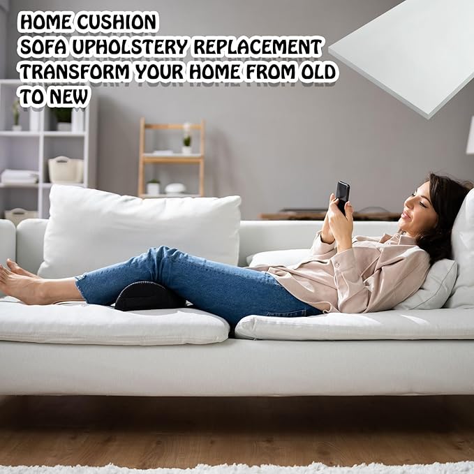 Amylove Polyurethane Foam 24" x 72" High Density Cushion Upholstery Foam Sheet for Seat Replacement DIY Projects Chairs Headboards Sofas Home(1" x 24" x 72",White)