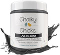 Chalky Chicks All-in-One Chalk Paint for Furniture or Cabinet -8Fl Oz -Matte Finish Gun Metal Gray (Dark Gray) for Metal, Wood Furniture Paint - No Sanding All-in-One for Home Decor & Crafts, USA Made