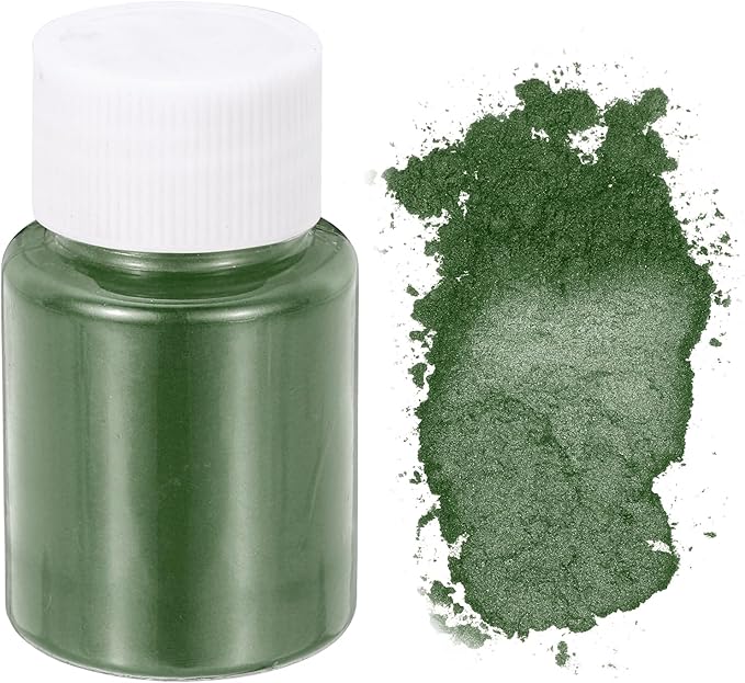 uxcell 10g/0.35oz Cosmetic Grade Mica Powder, 600 Mesh Mica Powder Natural Resin Epoxy Pigment Powders for Casting Resin, Candle Dye, DIY Nail Polish and Lip Gloss, Olive Green