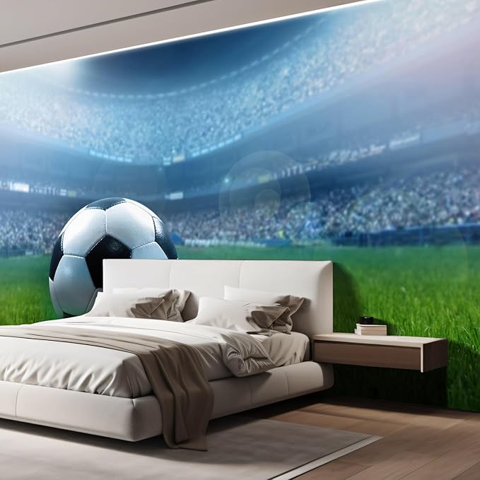 wall26 Close Up of a Football Ball on a Full Stadium Removable Wall Mural | Self- 132x192 inchesAdhesive Large Wallpaper - 132x192 inches