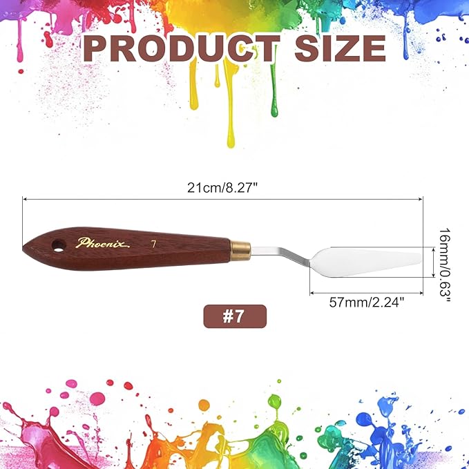 MECCANIXITY Pack of 1 Palette Knife No.7, 8.3" Long Palette Knives with Stainless Steel Flexible Spatula Pallet Knife and Wood Handle for Scraping, Mixing, Oil Acrylic Painting Canvas