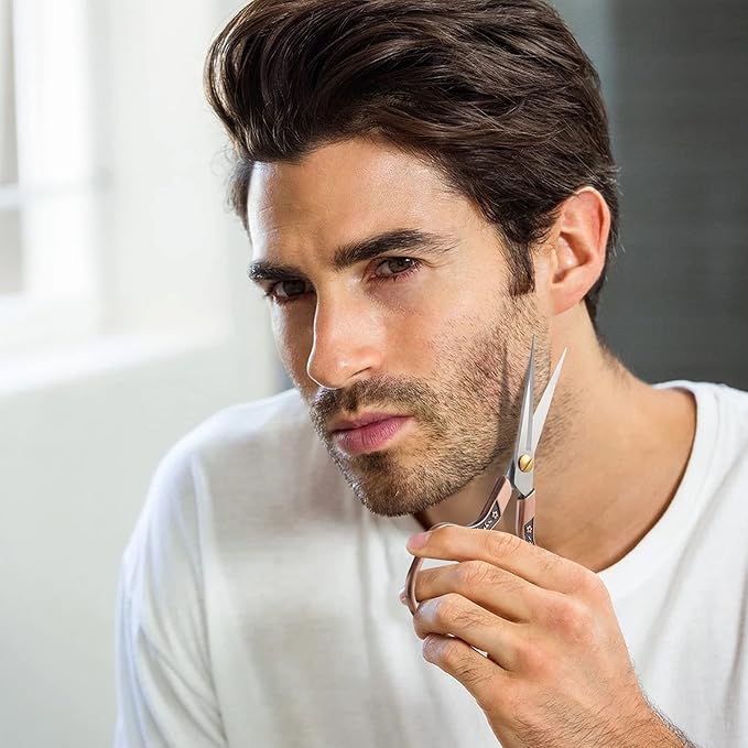 Facial Small Hair Grooming Beauty Scissors,2pcs 5 inch Comestic Cutting shears for Men and Women,Hair Trimming,Beard,Nose Hair,Eyelash,Sewing,Embroidery,Craft, Art Work & Everyday Use