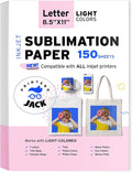 Printers Jack Sublimation Paper - 8.5 x 11 Inches, 150 Sheets 120 gsm for Any Inkjet Printer with Sublimation Ink, Heat Transfer Sublimation for T-shirt, Mugs, Light Fabric