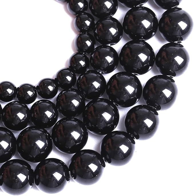6MM Natural Black Agate Gemstone Beads Round Loose Stone Beads for Jewelry and Bracelets Making 120pcs 2 Strands 32"