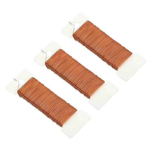 MECCANIXITY 114 Yards/345 Feet 27 Gauge Metal Floral Wire Copper Flexible Paddle Thin Floral Wires for Craft, Christmas Wreath, Flower Arrangement, Wedding, Total 3 Roll