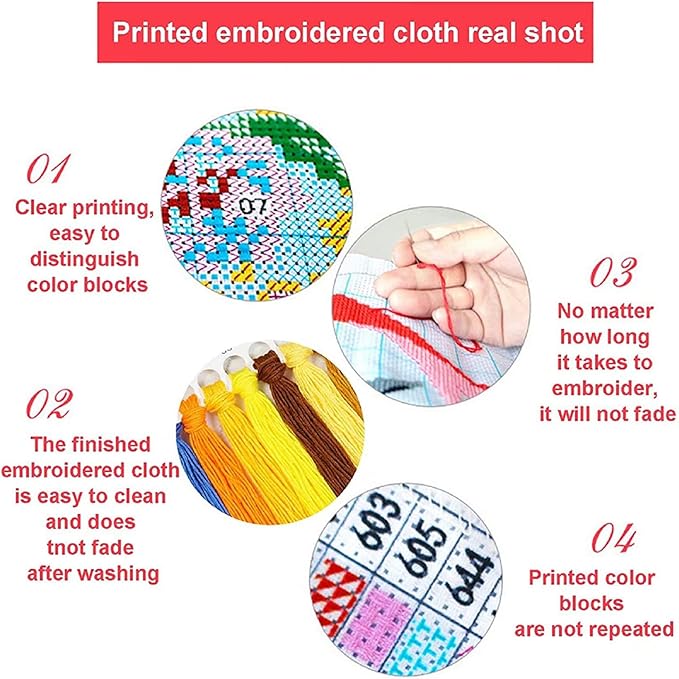 Dimxvean Stamped Cross Stitch Kits,Cross Stitch Kits for Adults Beginners,Embroidery Kits Full Range of Cross Stitch Stamped Kits Needlepoint Kits Cross Stitch Patterns-The Lake House 18x18 inch