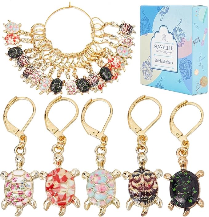 SUNNYCLUE 1 Box 20Pcs Stitch Marker Charms Locking Stitch Marker Metal Clip on Removable Lobster Clasps Leverback Stitch Markers for Knitting Weaving Sewing Needleworks Women DIY Crafts Gift Supplies