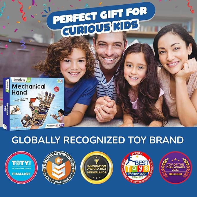 Smartivity DIY Robotic Mechanical Hand STEM Toy for Kids 8-9-10-11-12-13-14 Years Old | Parents Choice Award Winner I Birthday Gift for Smart Kids | Engineering Kit for 8-14 Years Old Boys & Girls