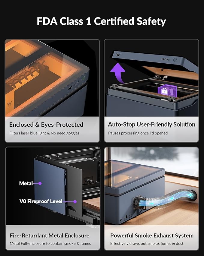 WECREAT Vision 40W Enclosed Laser Cutter and Engraver Machine with HD Smart Camera, Air Assist, Laser Bed, 600mm/s Batch Process Speed, Diode Desktop Laser Cutter for Wood, Acrylic, Metal, Leather