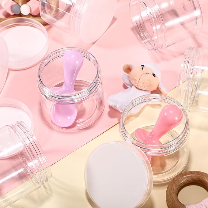 SATINIOR 36 Pieces 1 oz Plastic Jars with Lids Wide Mouth Airtight Reusable Container Acrylic Cosmetic Small Jars for Lotions Ointments Travel Toiletries Creams Make up Storage(Clear)