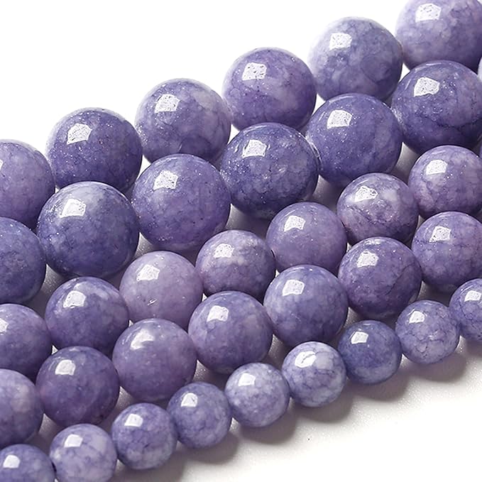 10MM Lavender Purple Chalcedony Natural Stone Round Loose Beads for Jewelry Making and Crafting 72pcs 2 Strands 32"