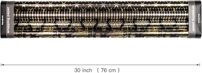 WRAPAHOLIC 30 Inch Christmas Wrapping Paper Roll - Jumbo Roll Black Gold Christmas Sleigh Holiday Design with Metallic Foil Shine - 4 Rolls - 30 Inch x 120 Inch Per Roll