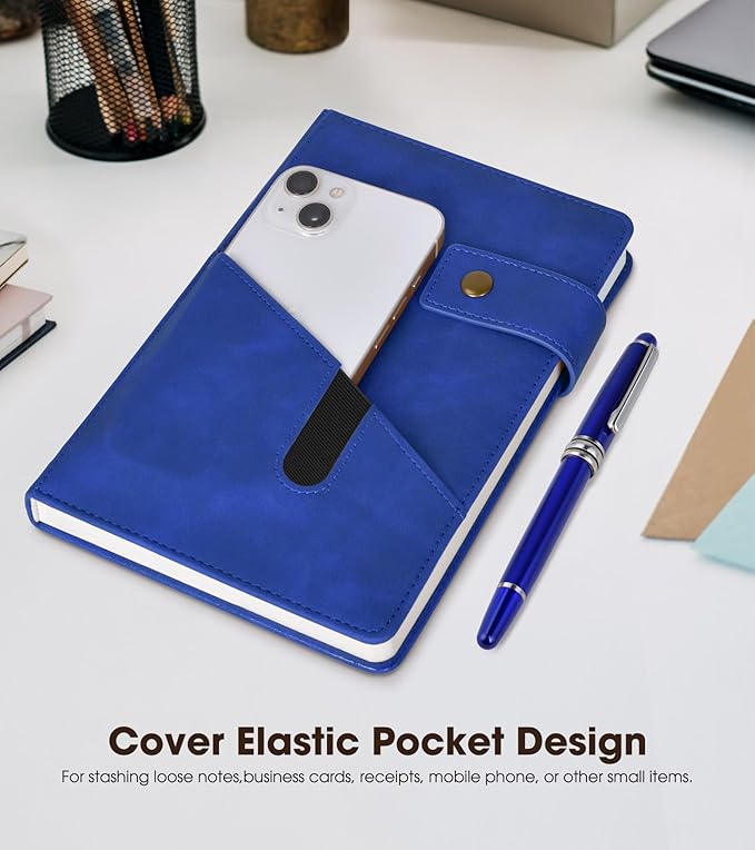 A5 Lined Leather Journal Notebook for Men Women,5.9" X 8.4" Personalized Hardcover Journal with Pen,200 Pages 100 Gsm Thick Ruled Paper Daily Diary for School,Travel,Work,Home,Writing