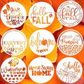 Fall Stencils for Painting on Wood 12”,Thanksgiving Stencil Round Hello Pumpkin Stencils Give Thanks Drawing Templates for Door Porch Hanger Fall Wreath Home Decor