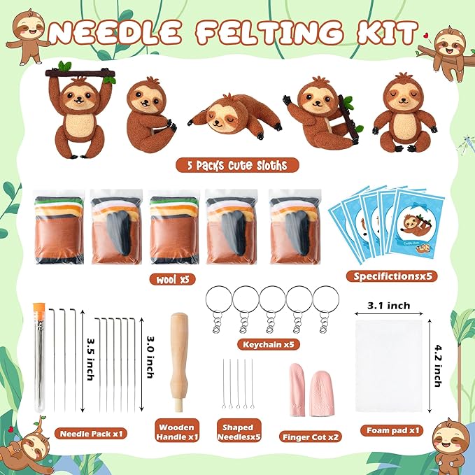 WATINC Needle Felting Starter Kit - Cute Doll Wool Felt Needle Felting Tools Foam Pad, DIY Home Decoration Needle Felting Craft Party Supplies for Beginners