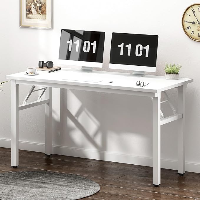 Need 47 inches Computer Desk Office Desk Folding Table with BIFMA Certification Computer Table Workstation, White AC5DW-120