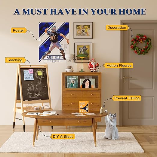 0.79" Double Sided Adhesive Dots, 75pcs Clear Mounting Putty No Residue, Easy to Peel Strong Sticky Tack for Wall Hanging, Crafts, Posters, Photos, DIY Projects