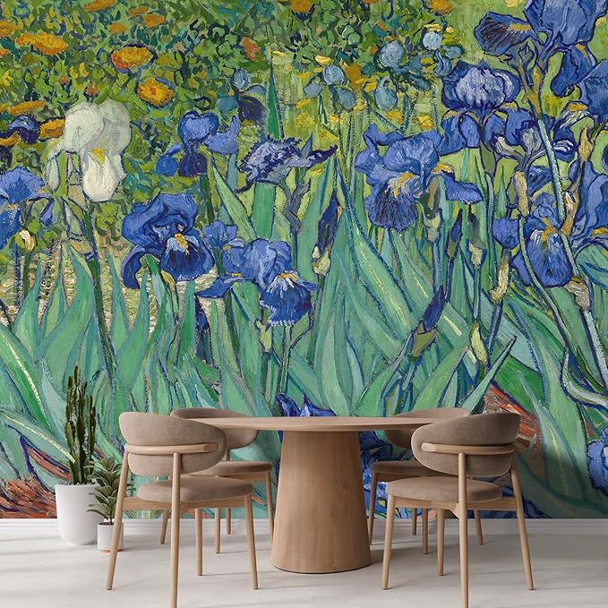wall26 Irises by Vincent Van Gogh Dutch Impressionism 20th Century Artist Peel and Stick Large Wall Mural, Removable Wallpaper, Home Decor - 108x168 inches