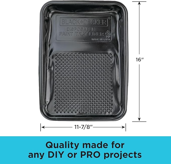 Black+Decker Paint Tray Liner - 10 Pack: Convenient Disposable Liners for Easy Cleanup - Compatible with Standard Paint Trays - Ideal for DIY Projects and Professional Painting Jobs