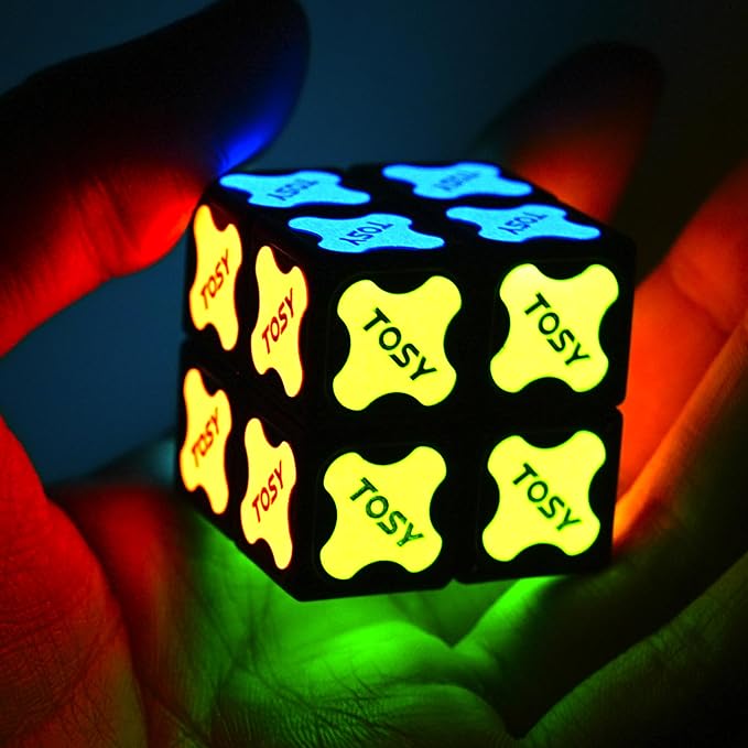 TOSY Magnet Cube 2x2 - 8 Blocks, 2 in 1 Toy: 2x2x2 Puzzle Cube and Customizable Infinity Cube, Glowing, UV Flashlight, Fidget/Sensory/STEM/STEAM Magnet Tiles Birthday Gift for Kids/Teens/Adults